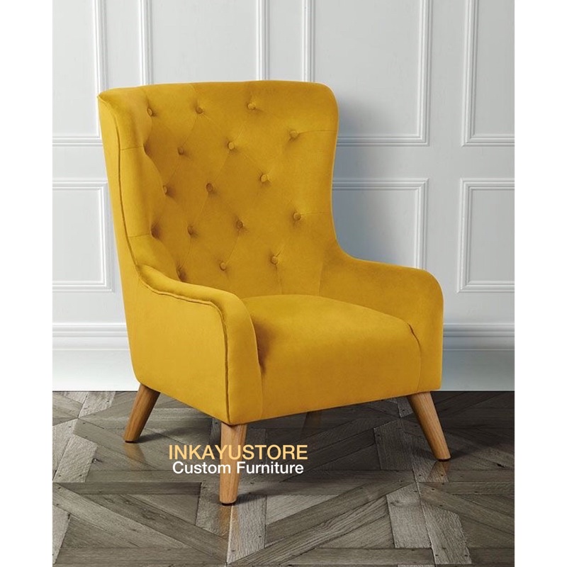 SOFA SINGLE MINIMALIS KAIN BLUDRU | SOFA MINIMALIS BLUDRU PREMIUM