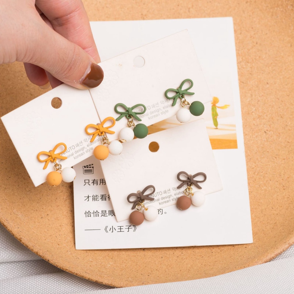 [littlecrab] Anting Pita Bola Colorful Anting Lucu Unik Two Tone 2 Warna Cute Woman Earrings Anting Berkualitas Simple Elegan Korean Style