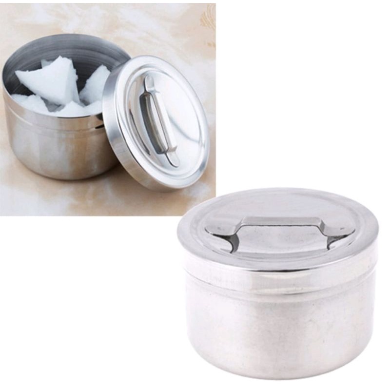 Kom Kapas Tutup / Dressing Jar / Tempat Kapas Gigi Stainless Steel