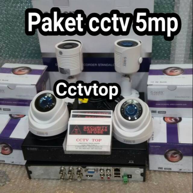 Paket cctv 4 ch glenz 5mp 2 kamera  lengkap tinggal pasang