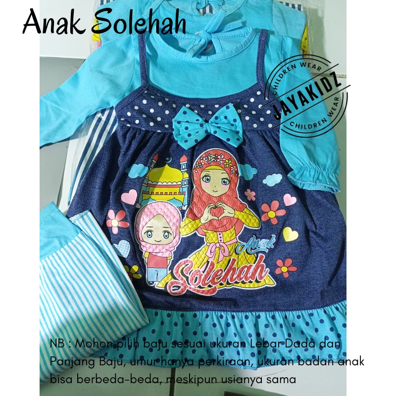 Baju Gamis Anak Bayi Perempuan Usia Baby 0 3 6 12 Bulan - Setelan Baju Muslim Bayi Perempuan Cewek Umur 0 6 12 Bulan 1 Tahun Lucu-BIRU-ANAK SOLEHAH
