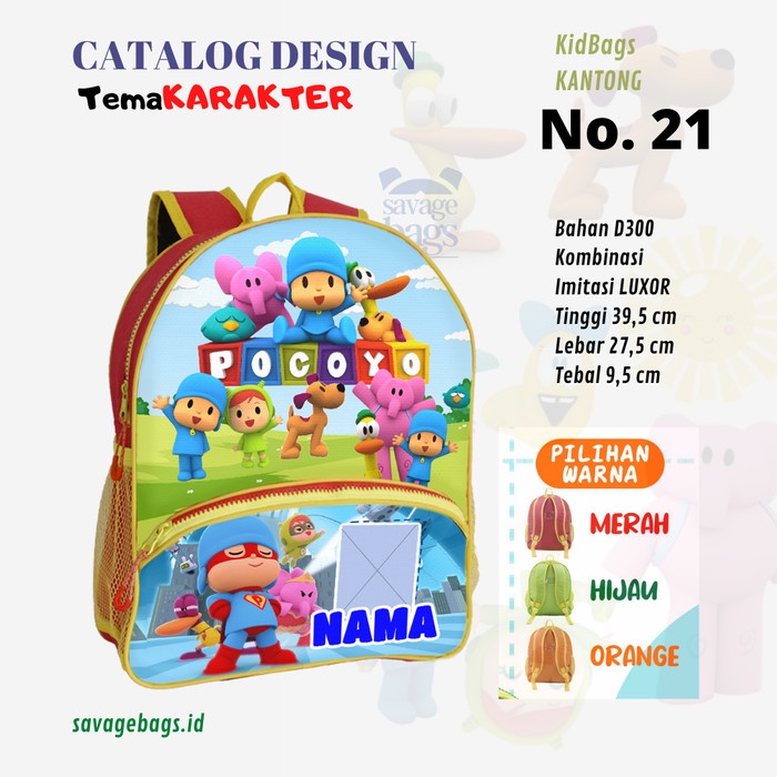 

Custom Tas Anak - Tas Anak PAUD / Tas Anak TK - Tema Pocoyo - 1 HARI JADI