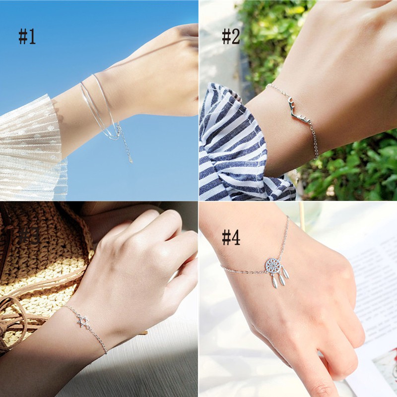 Gelang Wanita Model Korea Simple Clover Kristal untuk Hadiah-2