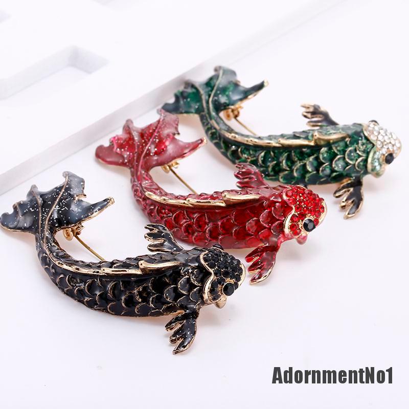 (Adornmentno1) Bros Pin Enamel Desain Ikan Hias Kristal Untuk Pesta