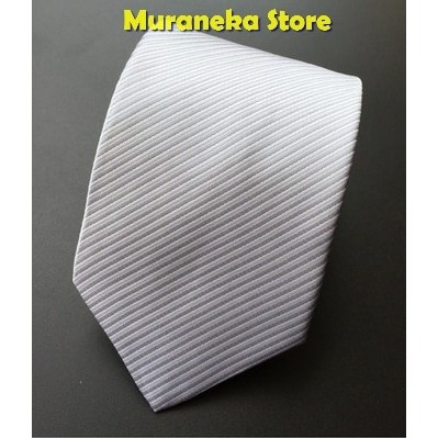 Dasi IMPORT Pria Putih Panjang Formal Lebar 3 Inch Motif Garis Salur Kerja kantor 7 - 8 cm Polos Whi