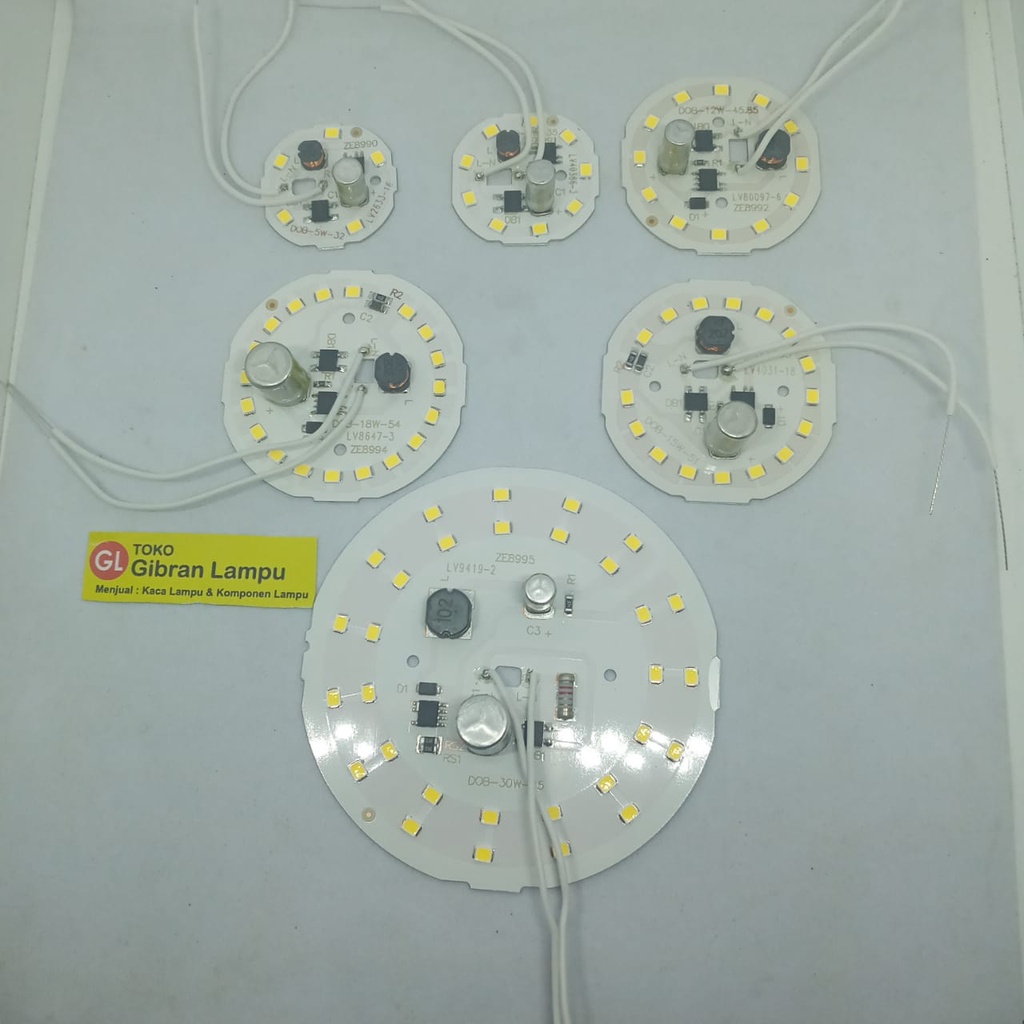 PCB LED AC Nyala Putih (BMX) Plus Kabel - Modul DOB Lampu LED AC Varian Hijau Mini