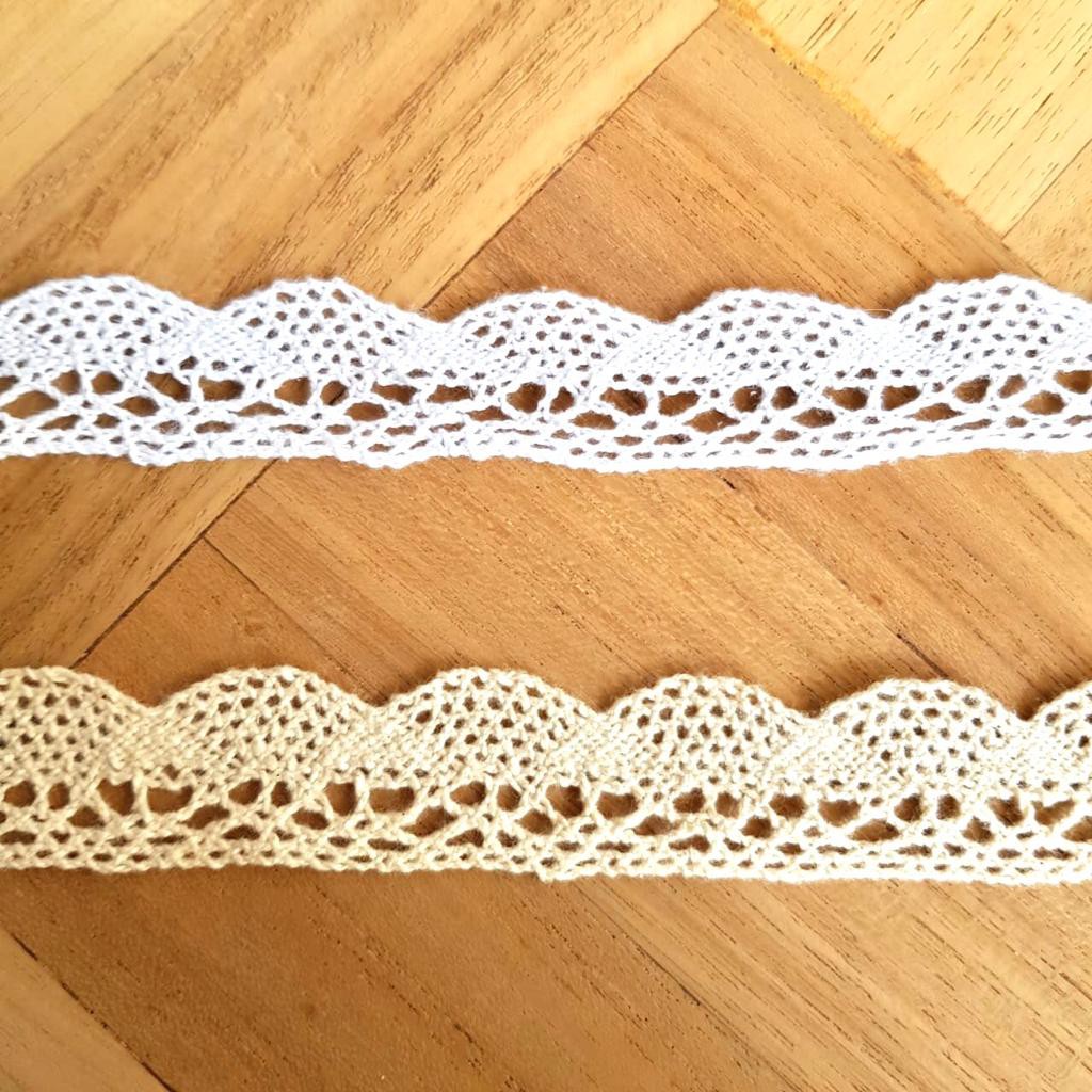 Renda kait / rajut lebar 2 cm isi 10 yard tipe 009 kipas variasi craft kerajinan tangan renda katun