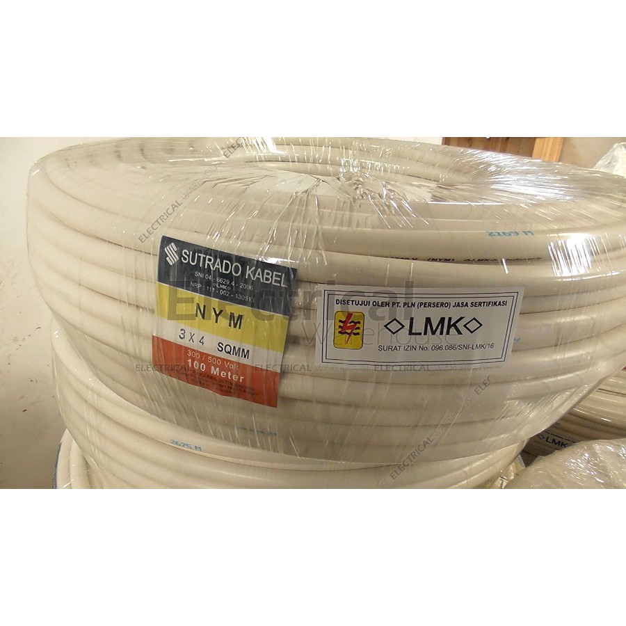 Kabel Listrik NYM 3x4mm2 SUTRADO 100 Meter ( 3x4mm 3x4 Mm 3 X 4 Mm2 100M )