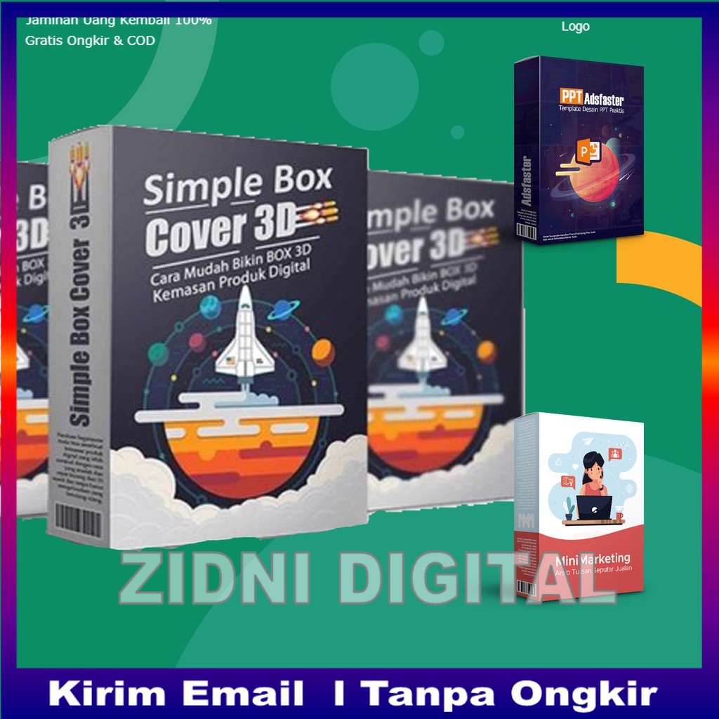 

Simple Box Cover 3D Template - Panduan Membuat Ecover Bonus Template