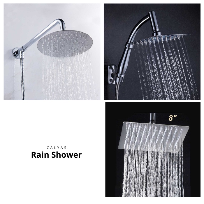 Kepala Shower Rain Shower Head Stainless Steel Besar 8inch / 20cm