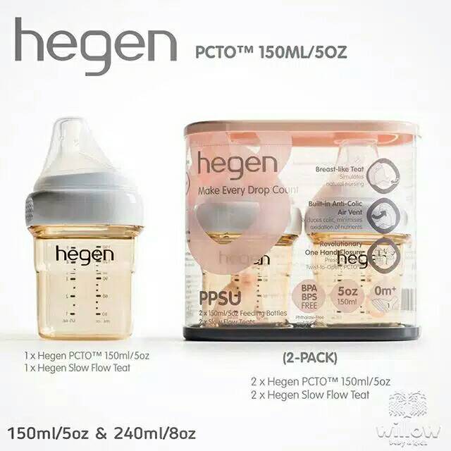 Hegen Feeding Bottle PPSU 150ml isi 1 &amp; 2 pcs