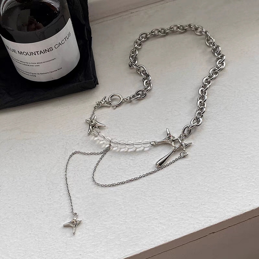 Kalung Rantai Klavikula Desain Bintang Awn Water Drop Untuk Aksesoris Sweater Wanita