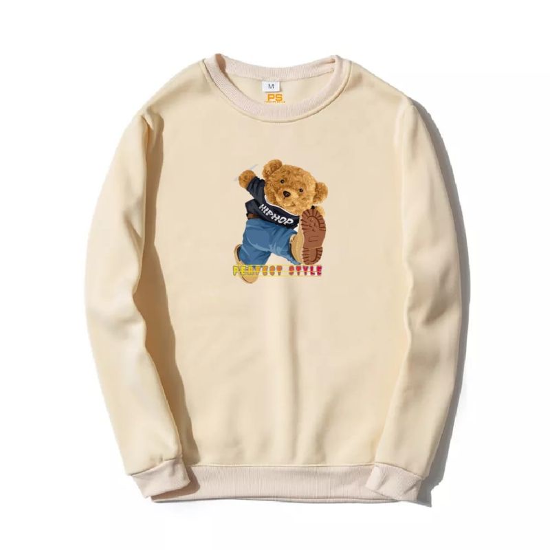 APPAREL Sweater crewneck pria motif BEAR HIPHOP bisa bayar di tempat