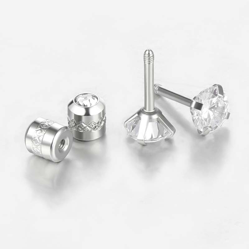 1pc Anting Tindik Stainless Steel 16g Hias Zircon Untuk Tulang Rawan Telinga