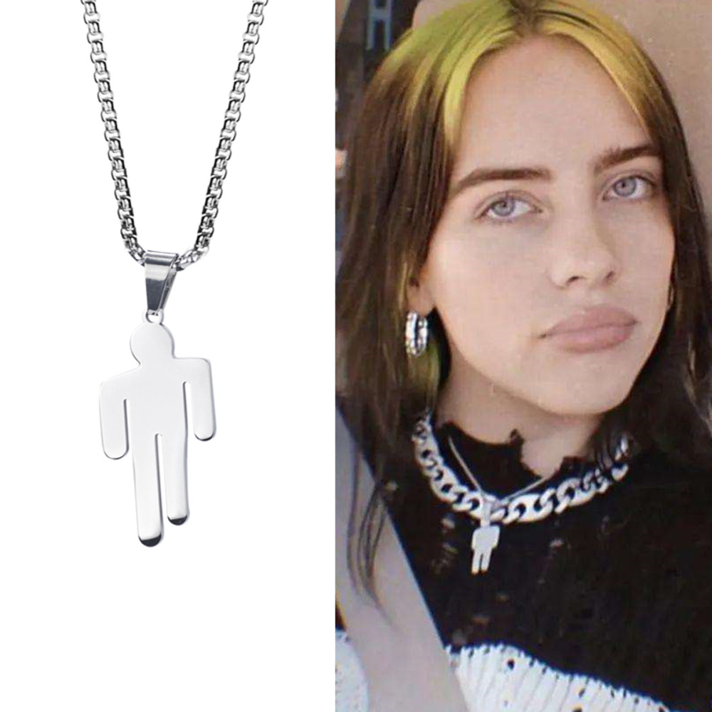 Kalung Rantai Dengan Liontin Billie Eilish Bahan Titanium Steel