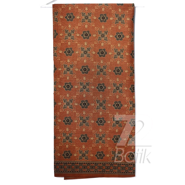 KAIN BATIK PREMIUM Bahan Katun Motif Kembang Warna Oren Oranye Orange 727116 Cap 72 Jarik Jarit Samping Kebat Panjang Batik Katun Modern Premium Bahan Seragam Batik Pernikahan Kantor Keluarga Murah Kamen Jadi Batik Bali Lembaran