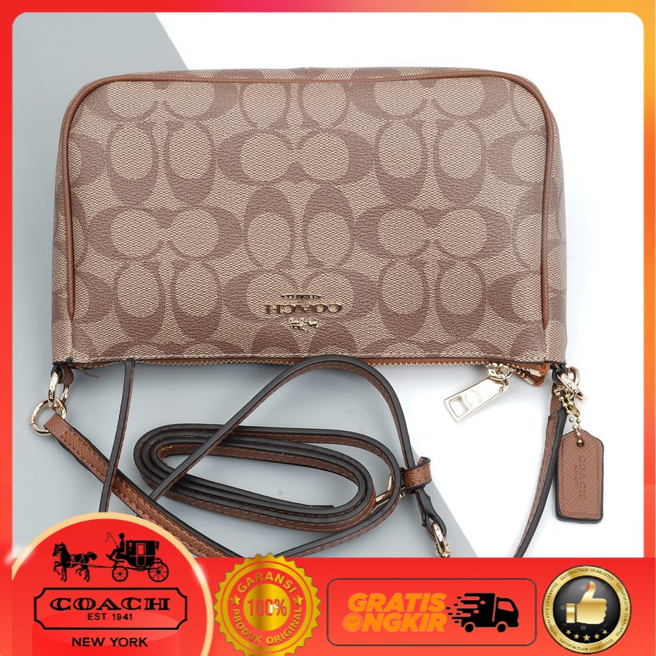 SLING BAG WANIITA TAS SELEMPANG Coach Slingbag Mini Khaki Saddle 36674