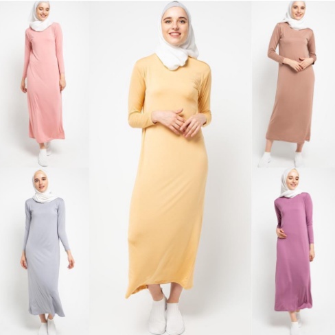 Manset Gamis Adem Lengan Panjang / Mangset Polos Wanita Inner Dress