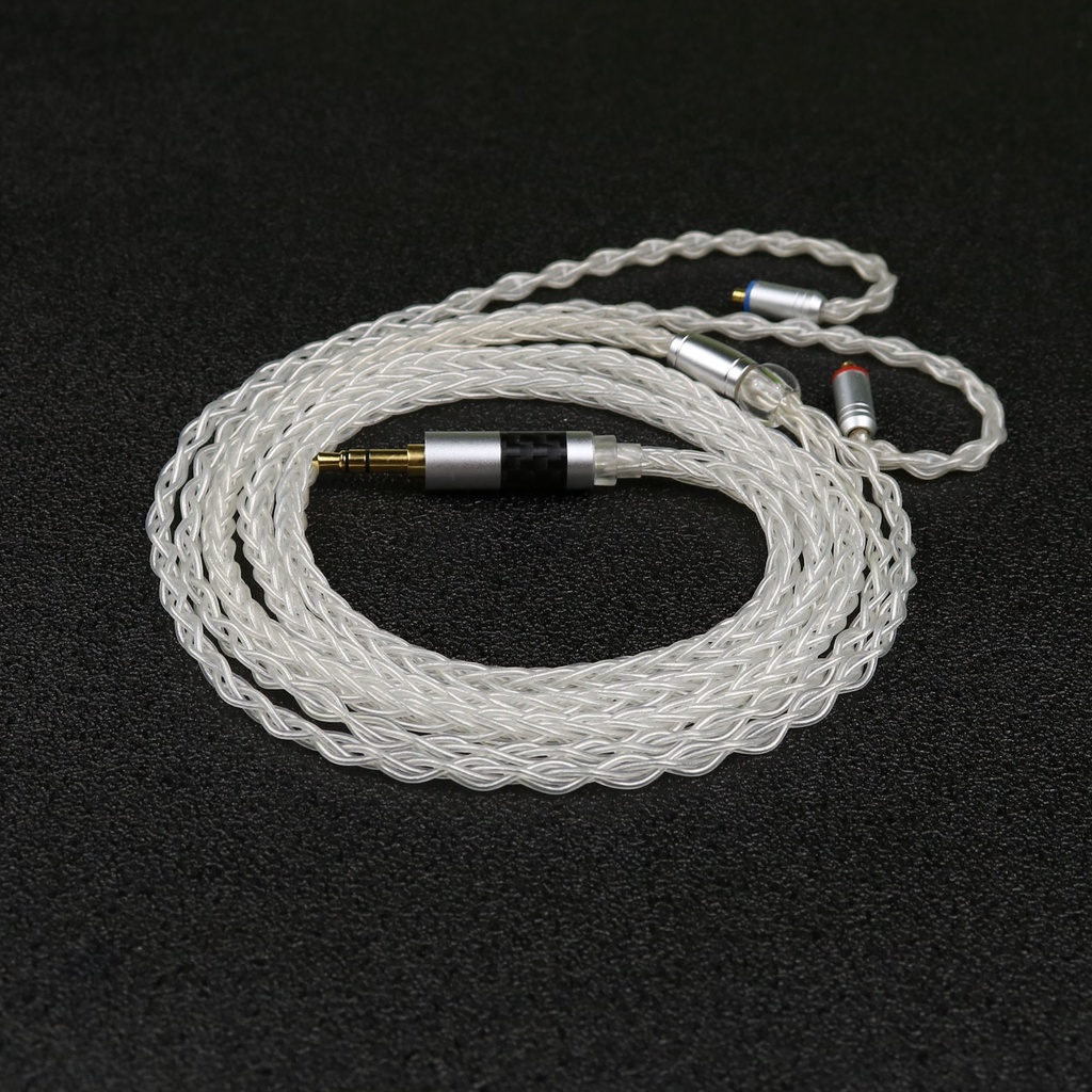 Girftu Kabel earphone 8 Strands 192 Cores 6N Tunggal Lapis Tembaga silver matte finish 0.78mmcx Konektor 3.5mm 4.4mm