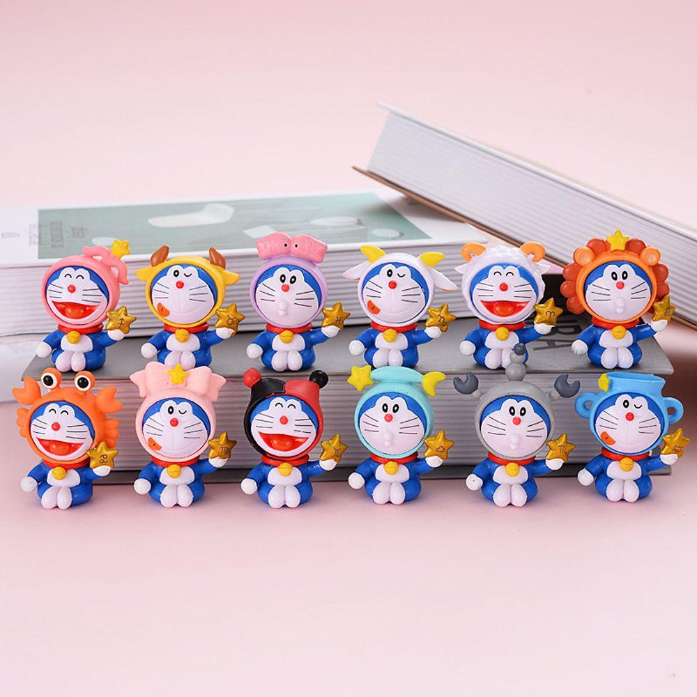 Lanfy Doraemon Action Figure Collectible Moldel Kawaii Q Version PVC Figure Model Kartun Mainan Anak Figure Anime