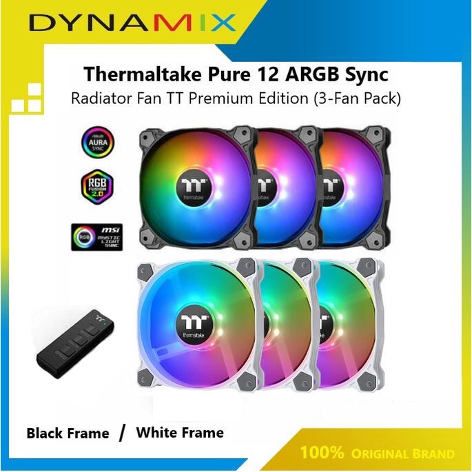 Thermaltake Pure12 ARGB Sync Radiator Fan (3-Fan Pack) | Fan Black atau White Premium GARANSI RESMI