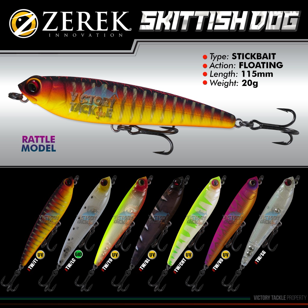 UMPAN PANCING Lure ZEREK INNOVATION ORIGIN SERIES SKITTISH DOG TOP WATER 115 MM 20 GRAM