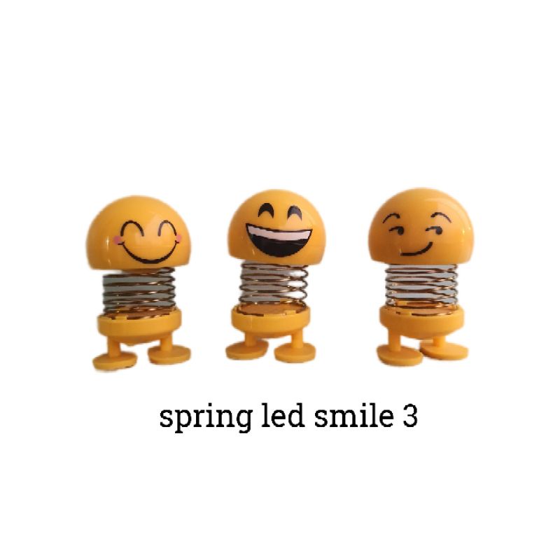 Pajangan dashboard mobil smile face spring mobil Led (1 set 3pc)