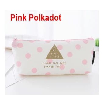 

Termurah KP003 - Kotak Pensil Kain Warna Pink / Pink Pencil Case - Pink Polkadot Terbaru