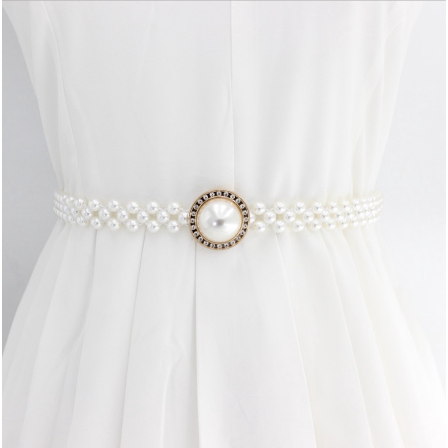 Ikat Pinggang Elastis Wanita MUTIARA Korea Fashion Pearl Women Belt Gasper Cewe Sabuk Elastic Style