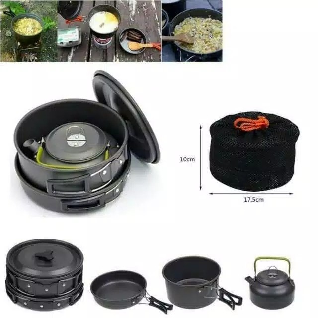 [Bisa COD] Cooking Set DS 300-8 Koplit Sudah Ada Teko Masak Air Camping/Outdor