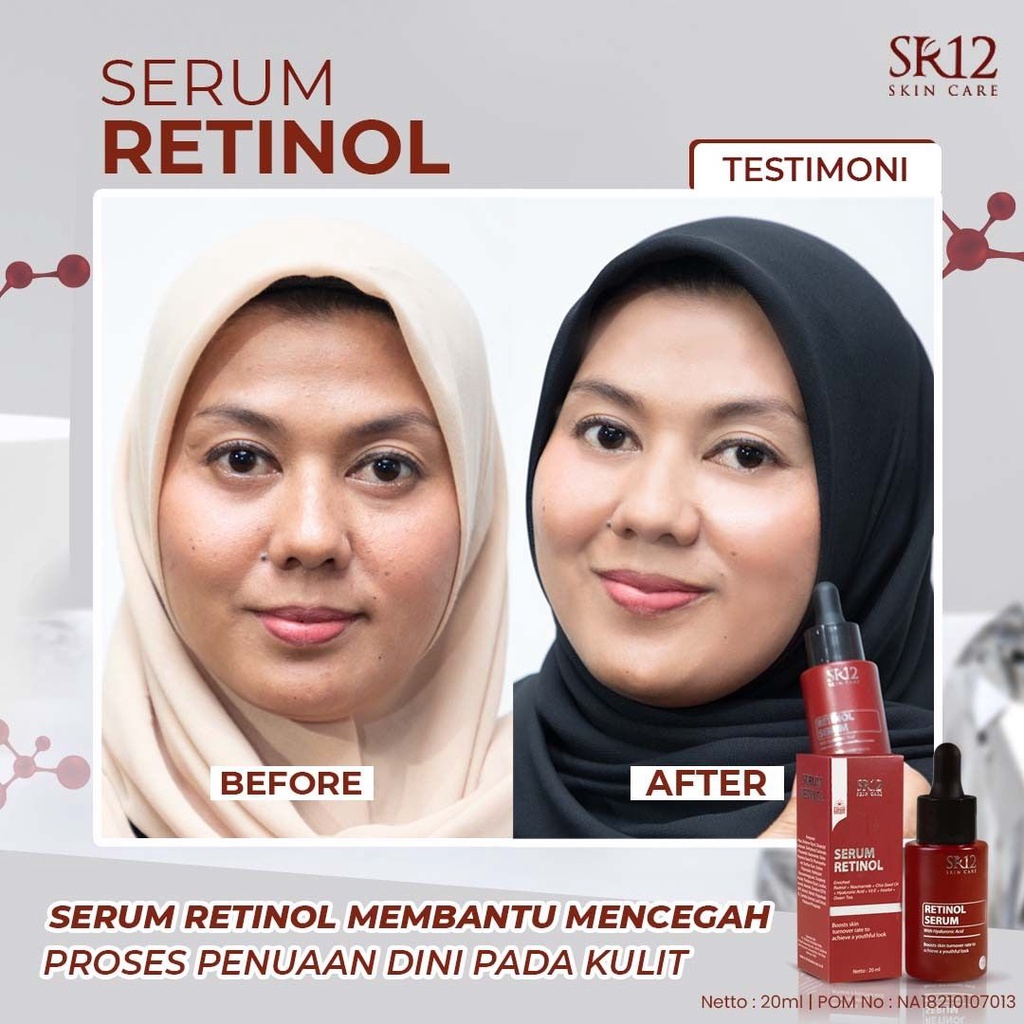 SERUM RETINOL SR12 / SERUM GLOWING BPOM / RETINOL 0,1% ISI 20 ML / MENGATASI JERAWAT / MENCERAHKAN KULIT WAJAH / ANTI AGING / MENCEGANG PENUAAN DINI