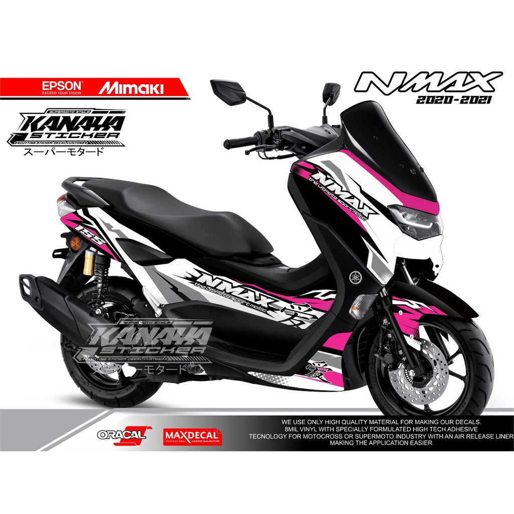 Decal Nmax Full Body Sticker Nmax new 2020 / 2021 Sticker Nmax Termurah Warna putih pink -MAXIMUM