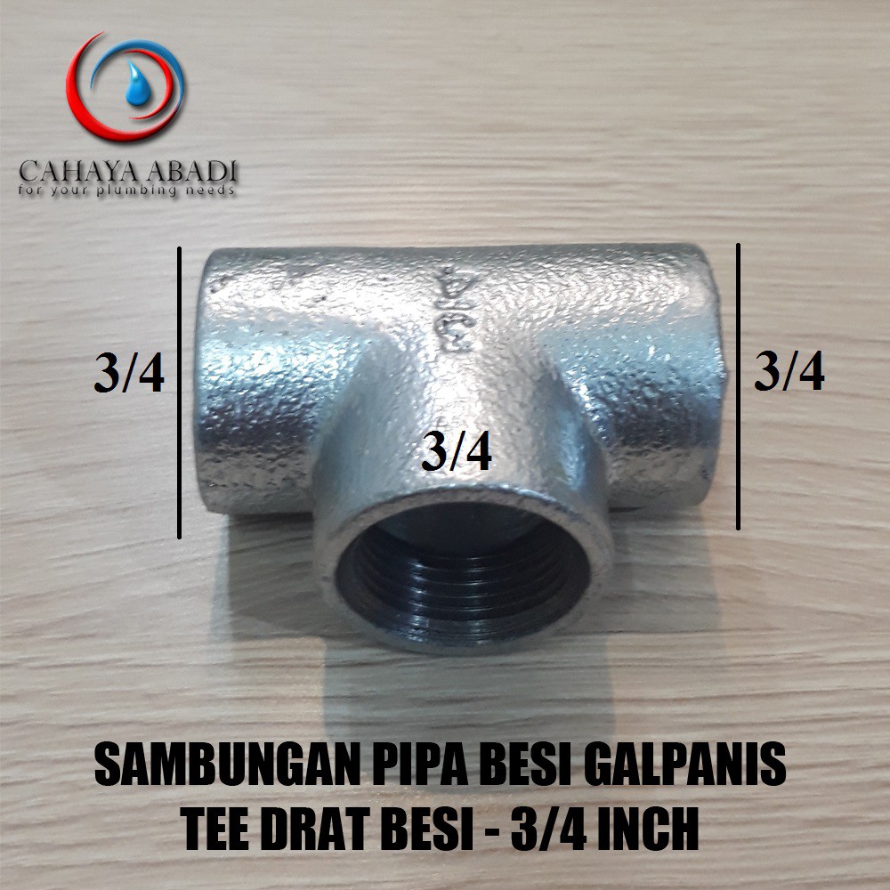 TEE BESI 3/4 INCH - SAMBUNGAN PIPA BESI GALVANIS - GALUNGGUNG