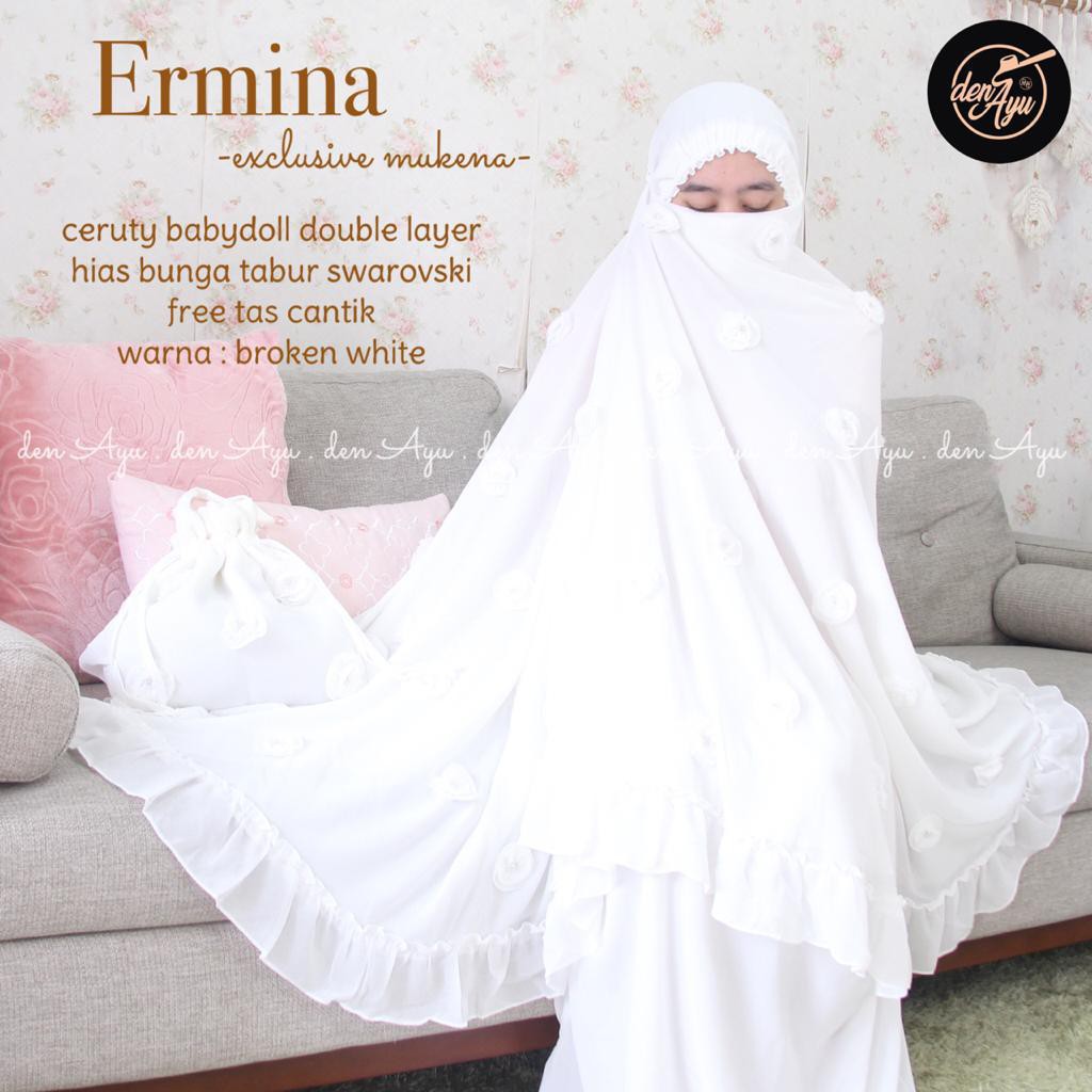 RHS ~ ermina exclusive mukena super jumbo bahan ceruty babydoll super premium ori solo by den ayu