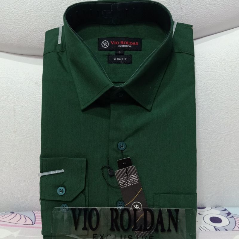 VIO ROLDAN Kemeja Polos Slim Fit Lengan Panjang Kemeja Katun Kemeja Formal Kemeja Pria