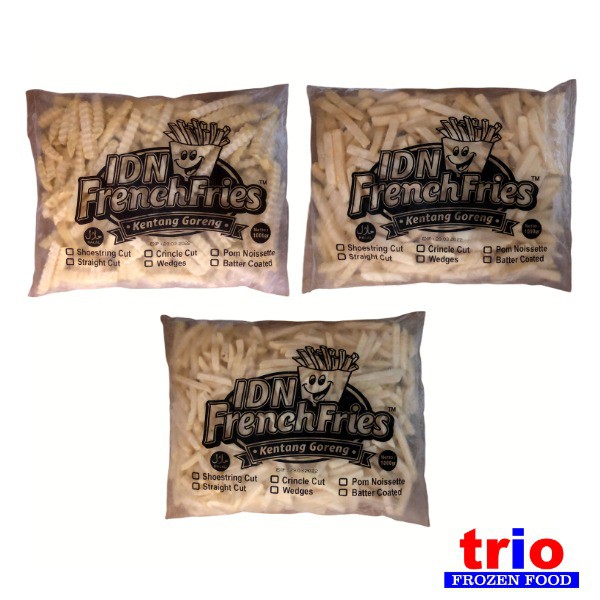 French Fries Kentang Goreng Shoestring Crinkle Cut Import 1kg