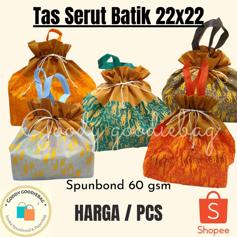 Tas Serut Batik Spunbond Box Dus Kotak Nasi 22x22 20x20 Besek Thinwall Bento Hajatan Syukuran Tahlil