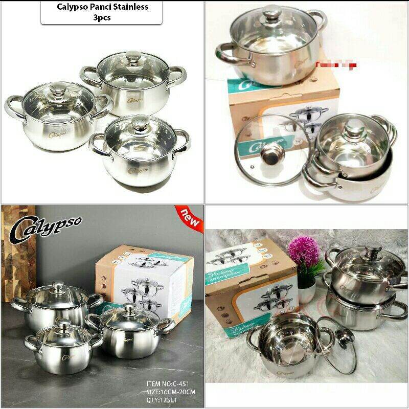 PANCI LABU CALYPSO / PANCI SOUP CALYPSO TEBAL DENGAN TUTUP KACA KUAT / PANCI STAINLESS MEWAH / HAF_Store