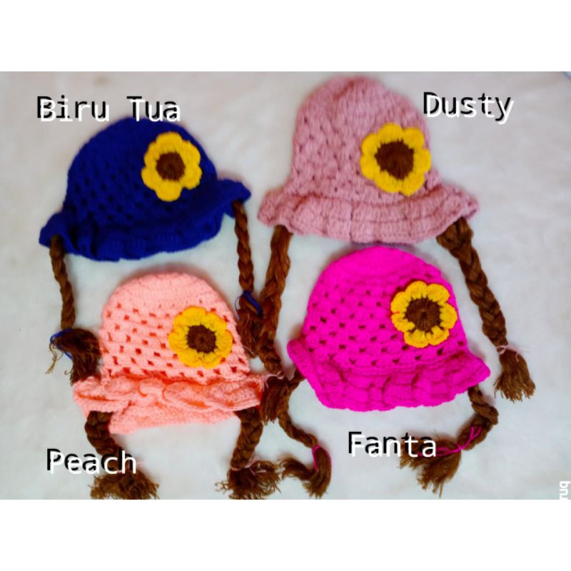 TAFBABY Topi Kupluk Renda Bayi Kepang Rambut Baby Hat Wig