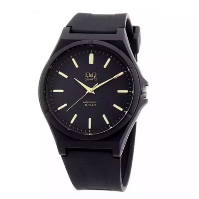 JAM TANGAN WANITA Q&amp;Q BLACK GOLD WATER RESISTANT