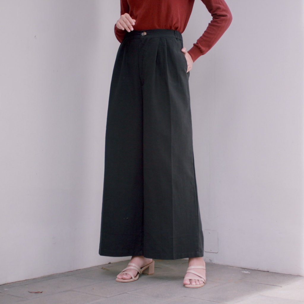 KULOT WANITA BAHAN LINEN MODEL LURUS KANCING-7