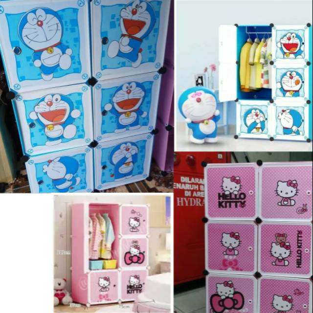 Lemari portable/lemari karakter 6 pintu+gantungan