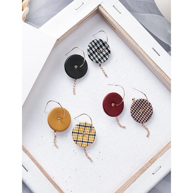 LRC Anting Tusuk Fashion Red Plush Wood Plaid Texture Earrings D49902