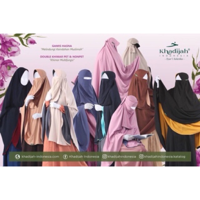 KHADIJAH KHIMAR DOUBLE PAD - jilbab kerudung bolak balik pad antem cadar tali niqab berkualitas