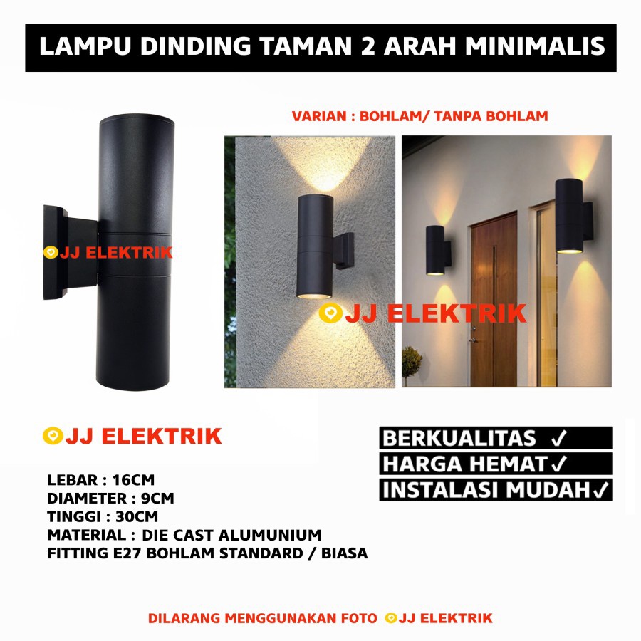 Jual Lampu Dinding Outdoor Minimalis Tabung 2 Arah Tahan Air Hujan ...