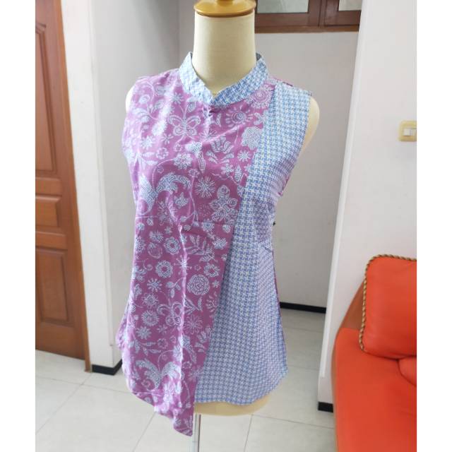 Preloved Atasan Batik Asimetris Warna Ungu Motif Bunga Shopee Indonesia