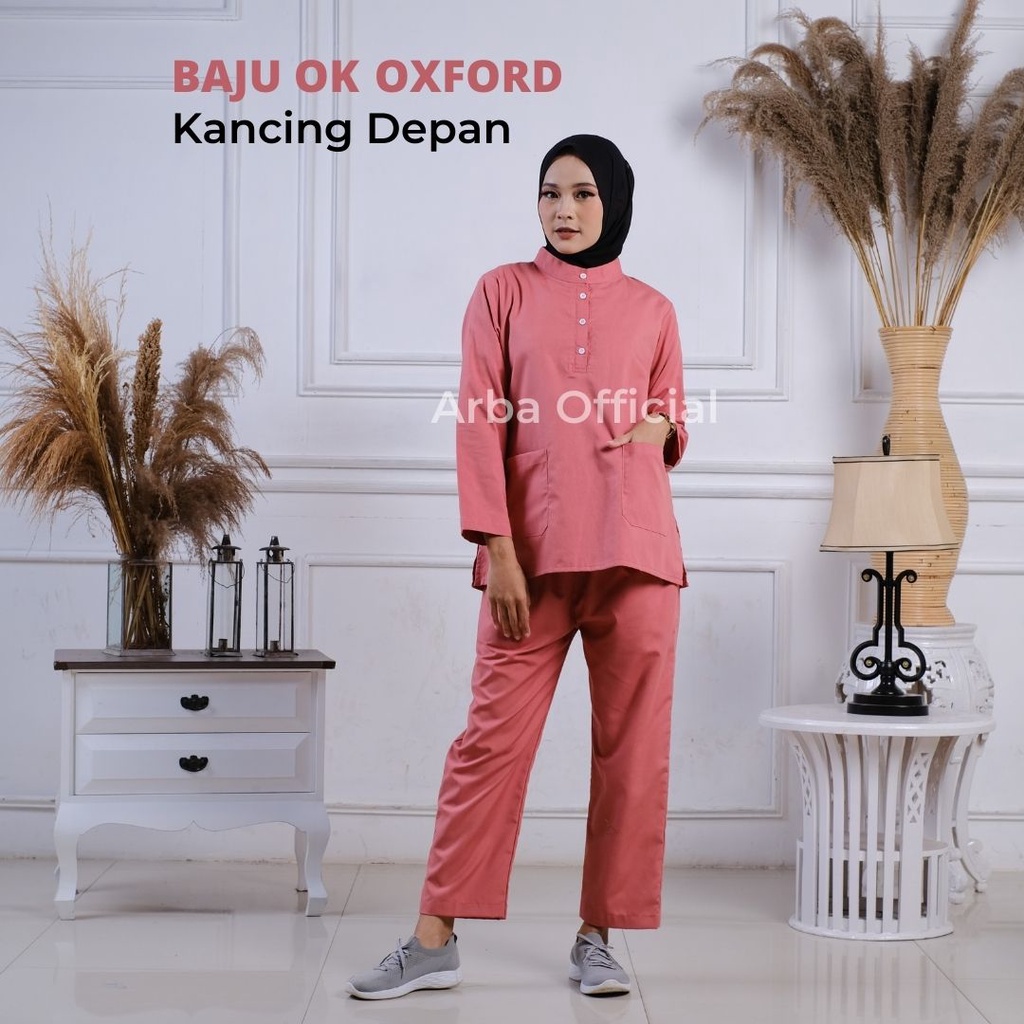 Baju OK Oka Kancing depan sanghai Lengan panjang Polos dokter jaga perawat petugas medis