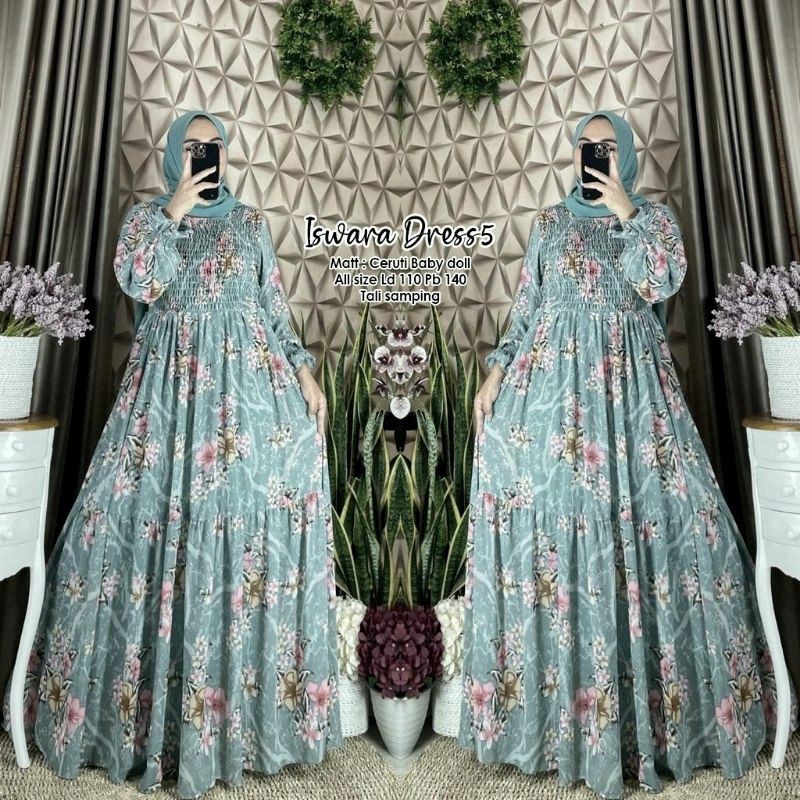 gamis flower rose maxi terbaru iswara dress 5 elnara dress