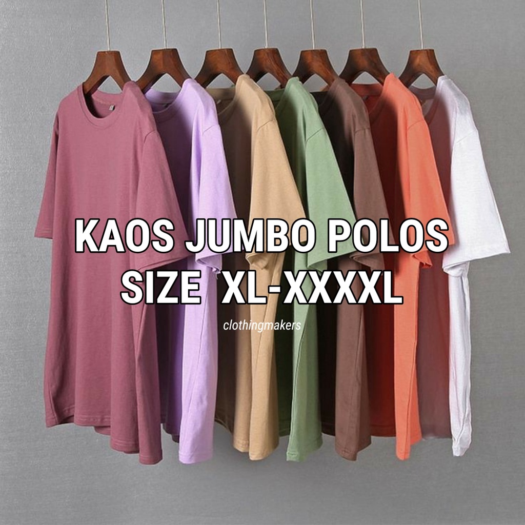 Kaos Polos Lengan Pendek Jumbo Big Size Cewek XL XXL XXXL XXXXL Kaos Oversize Pria Cotton Combed 30s