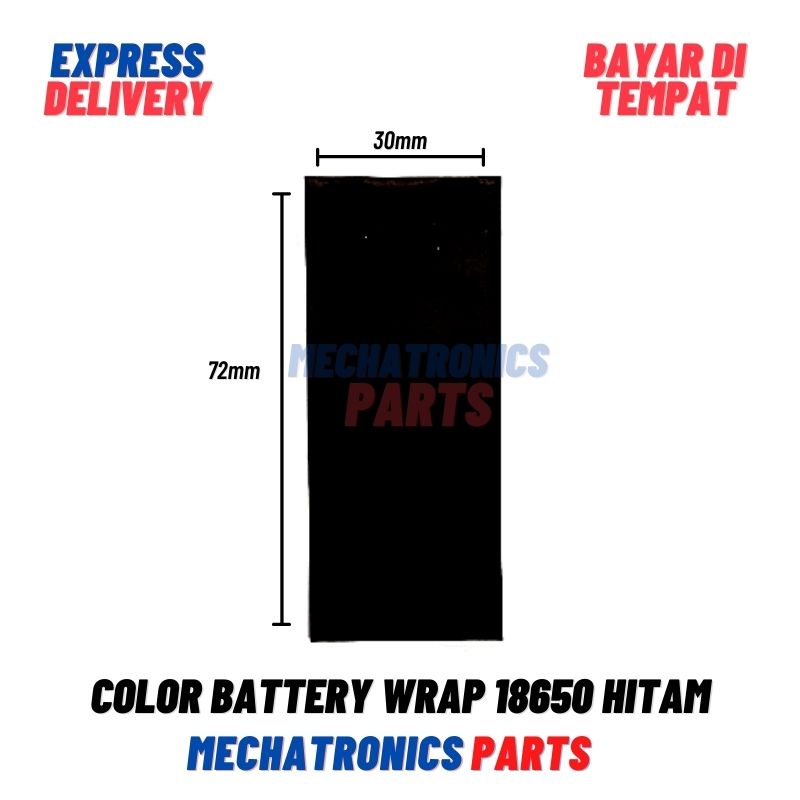 COLOR BATTERY WRAP 18650 PLASTIK BATERAI JAKET PLASTIK SKIN PVC JACKET- HITAM